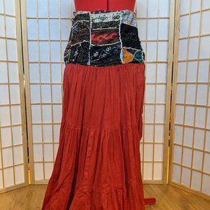 Red Skirt with patchwork waist